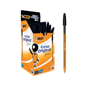 Bic Cristal Fine Ballpoint Pen 0.35mm Line Black 50 Pack 138946 F