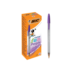Bic Cristal Fun Ballpoint Pen Large 0.6mm Line Purple 20 Pack 456015 F