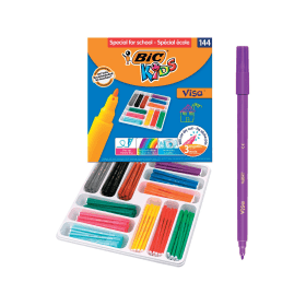 Bic Kids Visa Felt Tip Pens Fine Tip 2.0mm Assorted 144 Pack 170474 F