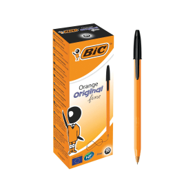 Bic Orange Fine Ballpoint Pen 0.35mm Line Black 20 Pack 115232 F