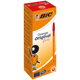 Bic Orange Fine Ballpoint Pen 0.35mm Line Red 20 Pack 103452 F