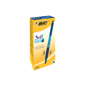 Bic SoftFeel Clic Retractable Ballpoint Pen 0.4mm Line Blue 12 Pack 128608 F