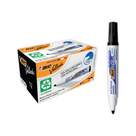 Bic Velleda 1701 Whiteboard Markers Bullet Tip 1.5mm Line Black 12 Pack 128150 F