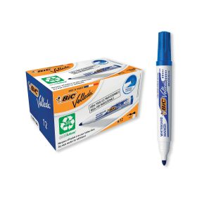 Bic Velleda 1701 Whiteboard Markers Bullet Tip 1.5mm Line Blue 12 Pack 116794 F