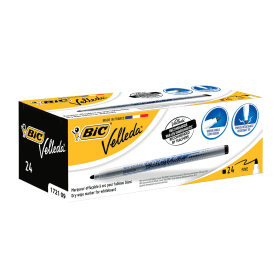 Bic Velleda 1721 Whiteboard Markers Bullet Tip Fine 1.4mm Line Black 24 Pack 390275 F