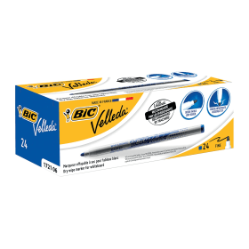 Bic Velleda 1721 Whiteboard Markers Bullet Tip Fine 1.4mm Line Blue 24 Pack 367254 F