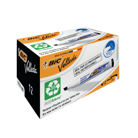 Bic Velleda 1751 Drywipe Markers Chisel Tip 3.7 5.5mm Line Black 12 Pack 122026 F