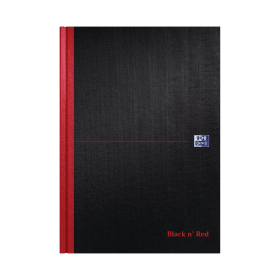 Black n Red Casebound Narrow Ruled Hardback Notebook A4 Black 5 Pack 125522 F