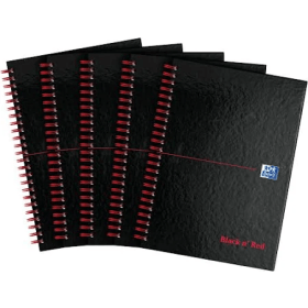Black n Red Notebook A Z Wirebound Ruled 140 Pages A5 Black Red 5 Pack 100158 F