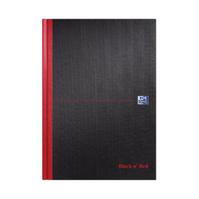 Black n Red Notebook Casebound Ruled 96 Pages A4 Black Red 108592 F