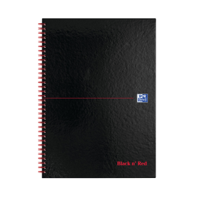 Black n Red Wirebound Hardback Notebook 5mm Square 140 Pages A4 Black 5 Pack 127222 F
