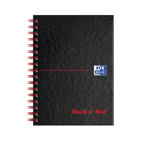 Black n Red Wirebound Hardback Ruled Notebook 140 Pages A6 Black 5 Pack 105168 F