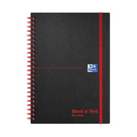 Black n Red Wirebound Recycled Polypropylene Notebook 140 Pages A5 Black 5 Pack 103075 F
