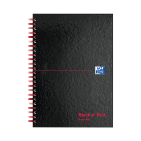 Black n Red Wirebound Recycled Ruled Hardback Notebook 140 Pages A5 Black 5 Pack 118590 F