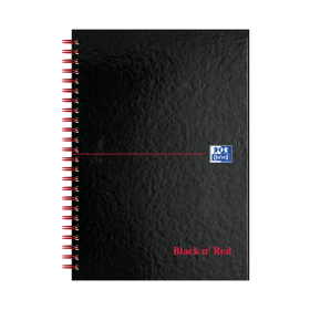 Black n Red Wirebound Ruled Glossy Hardback Notebook 140 Pages A5 Black 5 Pack 121774 F