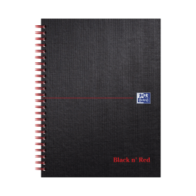 Black n Red Wirebound Ruled Margin Hardback Notebook 140 Pages A5 Black 5 Pack 281977 F