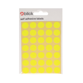 Blick Self Adhesive Flourescent Round Labels 13mm Yellow 2800 Pack 252333 F