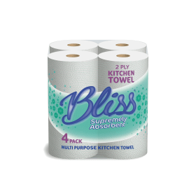 Bliss 2 Ply White Kitchen Towel 6 x 4 24 Pack 885611 F