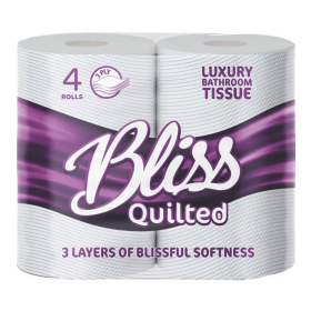 Bliss 3 Ply Luxury Quilted Toilet Rolls 4x10 40 Pack 484548 F