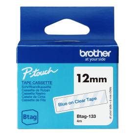 Brother Btag 133 Blue on Clear Tape 12mm x 4m Original