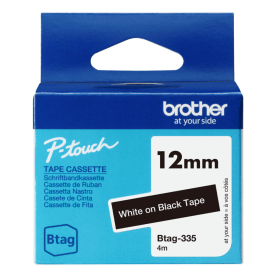 Brother Btag 335 White on Black Tape 12mm x 4m Original