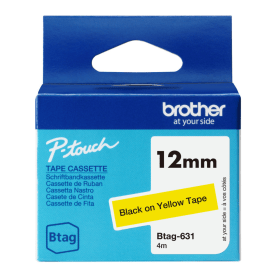 Brother Btag 631 Black on Yellow Tape 12mm x 4m Original