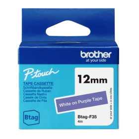 Brother Btag F35 White on Purple Tape 12mm x 4m Original