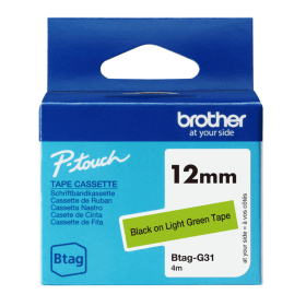 Brother Btag G31 Black on Light Green Tape 12mm x 4m Original