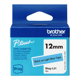 Brother Btag L31 Black on Light Blue Tape 12mm x 4m Original