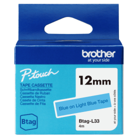 Brother Btag L33 Blue on Light Blue Tape 12mm x 4m Original
