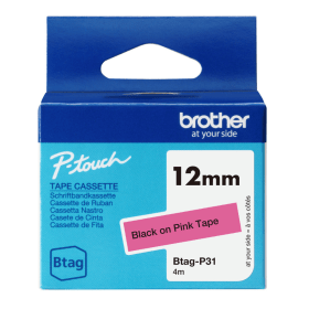 Brother Btag P31 Black on Pink Tape 12mm x 4m Original