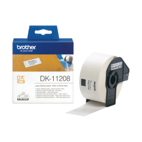 Brother DK 11208 P Touch White Address Label Roll 38mm x 90mm 400 Labels Original