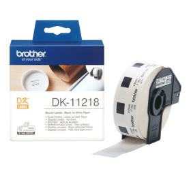 Brother DK 11218 P Touch Black on White Round Label Roll 24mm 1000 Labels Original