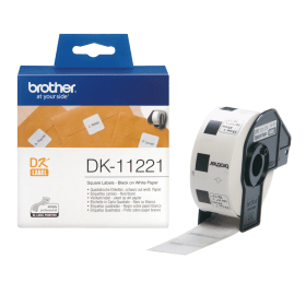 Brother DK 11221 P Touch Black on White Square Label Roll 23mm x 23mm 1000 Labels Original