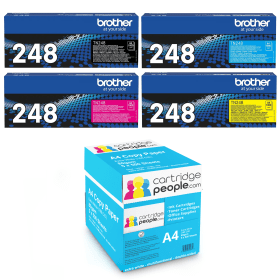 Brother TN 248 Multipack Set of 4 Toner Cartridges with Box of Copy Paper Original