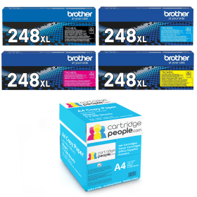 Brother TN 248XL High Capacity Multipack Set of 4 Toner Cartridges with Box of Copy Paper Original