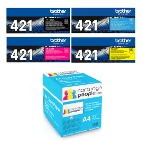 Brother TN 421 Multipack Set of 4 Toner Cartridges with Box of Copy Paper Original