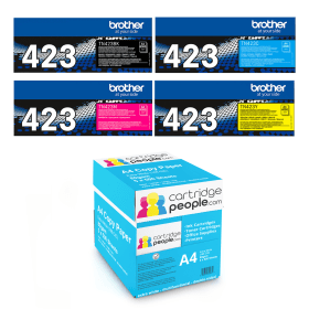 Brother TN 423 High Capacity Multipack Set of 4 Toner Cartridges with Box of Copy Paper Original