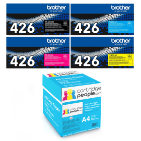 Brother TN 426 Extra High Capacity Multipack Set of 4 Toner Cartridges with Box of Copy Paper Original