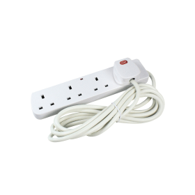 CED 4 Way 13 Amp Extension Lead 2m White with Neon Light 127471 F