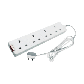 CED 4 Way 13 Amp Extension Lead 5m White with Neon Light 129303 F