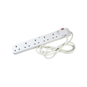 CED 6 Way Surge Protection 13 Amp Extension Lead 2m White 127543 F