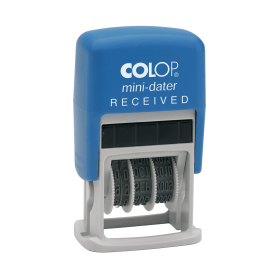 COLOP Self Inking Mini Text and Date Stamp RECEIVED Blue Red S160L1 149338 F