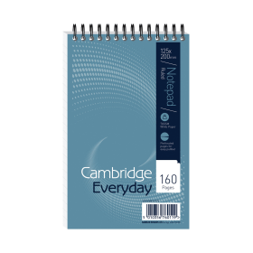 Cambridge Everyday Notepad Wirebound 70gsm Ruled 160 Pages 125mm x 200mm Blue 10 Pack 112076 F