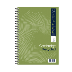 Cambridge Notebook Wirebound Ruled Margin 100 Pages A4 Green 5 Pack 389589 F