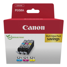 Canon CLI 521 Multipack 3 Ink Cartridges 2934B007 Original