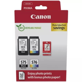 Canon PG 575 CL 576 Multipack 2 Ink Cartridges Photo Paper Value Pack 5438C004 Original