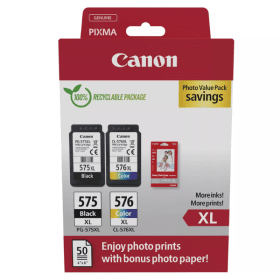 Canon PG 575XL CL 576XL High Capacity Multipack 2 Ink Cartridges Photo Paper Value Pack 5437C006 Original