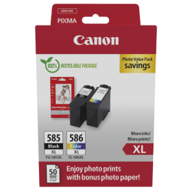 Canon PG 585XL CL 586XL High Capacity Multipack 2 Ink Cartridges Photo Paper Value Pack 6204C005 Original