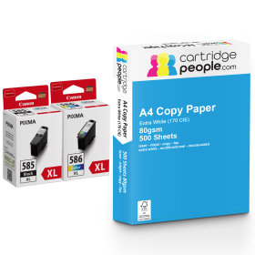 Canon PG 585XL CL 586XL High Capacity Multipack Set of 2 Ink Cartridges with Ream of Copy Paper Original